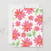 コーラルピンクの水彩デイジーパターン2 招待状 (裏面)