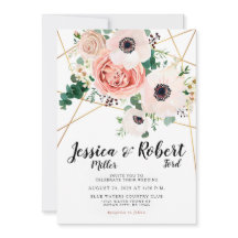 コーラルピンクの花エレガントな結婚式の姓