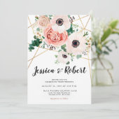 コーラルピンクの花エレガントな結婚式 招待状 (スタンド正面)