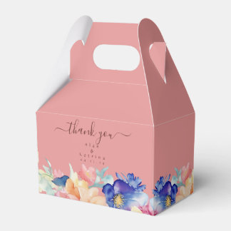 コーラルピンクの花柄ウェディングギフト ギャブルボックス フェイバーボックス