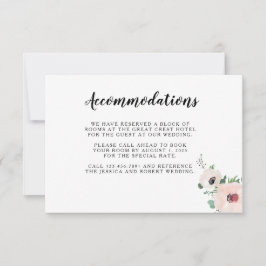 コーラルピンクの花結婚の情報カード 出欠カード