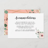 コーラルピンクの花結婚の情報カード 出欠カード (正面/裏面)