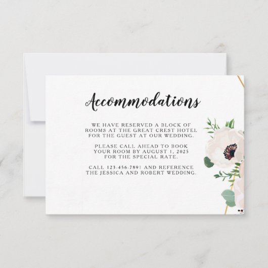 コーラルピンクの花結婚の情報カード 出欠カード (正面)