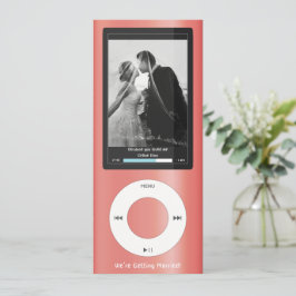 コーラルピンクのMP3ミュージックプレーヤー ウェディング 招待状