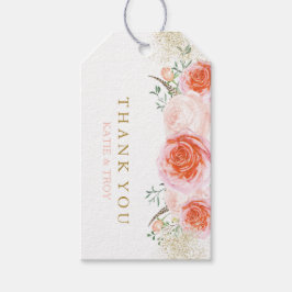 コーラルピンクアンドピーチ結婚式の引き出物ギフトつるラベル ギフトタグ