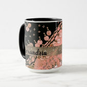 コーラルピンクアンドブラックグリッターコインパーソナライズされた マグカップ (正面左)