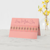 コーラルピンクアンドブルゴーニュバラアート カード (黄色い花)