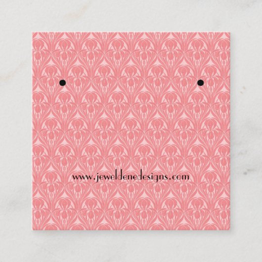 コーラルピンクアールデコアイリスイヤリングディスプレイカード スクエア名刺 (正面)