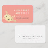 コーラルピンクイエローローズフローラモンマイビジネスカード コーリングカード (正面/裏面)