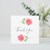 コーラルピンクウォーターカラーデイジーサンキューカード サンキューカード (スタンド正面)