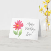 コーラルピンクウォーターカラーデイジー カード (黄色い花)