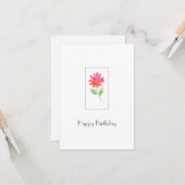 コーラルピンクウォーターカラーデイジー カード (正面/裏面インサイチュ)