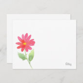 コーラルピンクウォーターカラーデイジー ノートカード (正面/裏面)