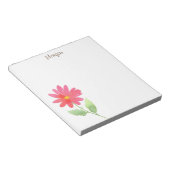 コーラルピンクウォーターカラーデイジー ノートパッド (アングル)