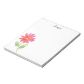 コーラルピンクウォーターカラーデイジー ノートパッド (回転)