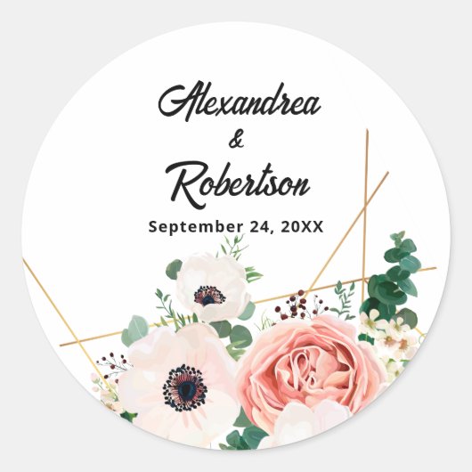 コーラルピンクウォーター結婚カラーフローラカスタムズ ラウンドシール (正面)