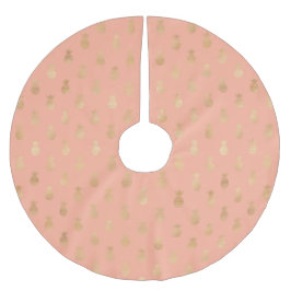 コーラルピンクエレガントと金ゴールドパイナップル ブラッシュドポリエステルツリースカート