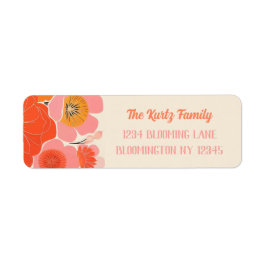 コーラルピンクエレガントのポピーの花のアドレユニークス ラベル