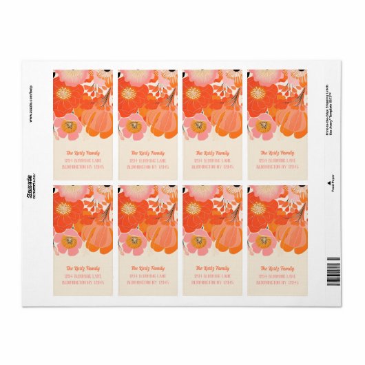 コーラルピンクエレガントのポピーの花のアドレユニークス ラベル (フルシート)