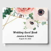 コーラルピンクエレガントの花結婚フローラカスタムの ゲストブック (正面)