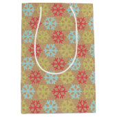 コーラルピンクエレガントレッドミントブルーグリーンスノーフレーク ミディアムペーパーバッグ (正面)