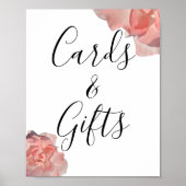 コーラルピンクエレガントローズフローラカード&ギフト ポスター (正面)