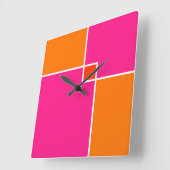 コーラルピンクオレンジスクウェア スクエア壁時計 (傾斜)