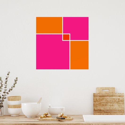 コーラルピンクオレンジスクウェア ポスター (キッチン)