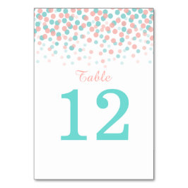 コーラルピンクオレンジティール(緑がかった色)結婚グリーンのテーブル番号 テーブルナンバー