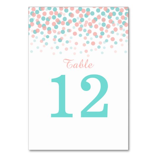 コーラルピンクオレンジティール（緑がかった色）結婚グリーンのテーブル番号 テーブルナンバー (裏面)