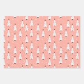 コーラルピンククリスマスフェスティバルツリーズボホトレンディー ラッピングペーパーシート (正面)