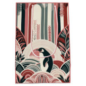 コーラルピンククリームアールデコフローラ自然ペンギン ミディアムペーパーバッグ (裏面)