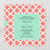 コーラルピンククローバーとミントグリーン結婚ズ 招待状 (正面/裏面)