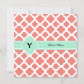 コーラルピンククローバーアンドミントグリーンブライダルシャワー 招待状 (裏面)