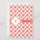 コーラルピンククローバーパターンブライダルシャワー 招待状 (裏面)