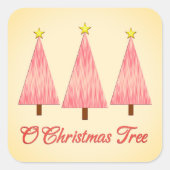 コーラルピンクグラデーションパターモダンンのクリスマスツリー スクエアシール (正面)