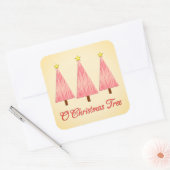 コーラルピンクグラデーションパターモダンンのクリスマスツリー スクエアシール (封筒)
