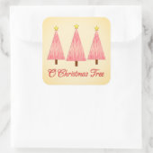 コーラルピンクグラデーションパターモダンンのクリスマスツリー スクエアシール (バッグ)