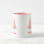 コーラルピンクグラデーションパターモダンンのクリスマスツリー マグカップ (中央)