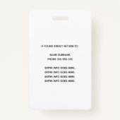 コーラルピンクグリッター技術者の写真ID QRバーコード バッジ (裏面)