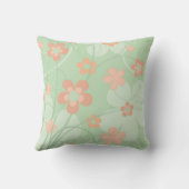 コーラルピンクグリーンシンプルフラワーズキュート春フローラ クッション (裏面)