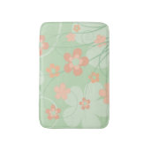 コーラルピンクグリーンシンプルフラワーズキュート春フローラ バスマット (正面縦)