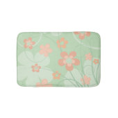 コーラルピンクグリーンシンプルフラワーズキュート春フローラ バスマット (正面)