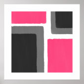 コーラルピンクグレーブラックミニマリストカラーブロック ポスター (正面)