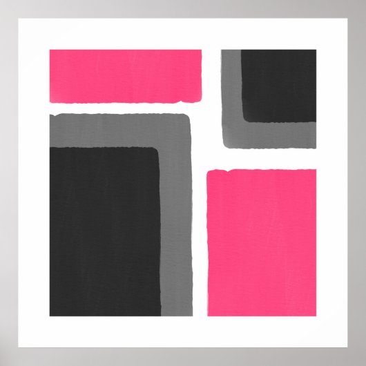 コーラルピンクグレーブラックミニマリストカラーブロック ポスター (正面)
