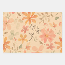 コーラルピンクゴールデン無地のカラー ラッピングペーパーシート