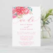 コーラルピンクゴールド フローラル アンティメート 法廷ウェディング 招待状 (スタンド正面)
