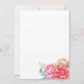 コーラルピンクゴールド フローラル アンティメート 法廷ウェディング 招待状 (裏面)