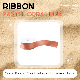コーラルピンクシンプルの夏のモダン平野 サテンリボン