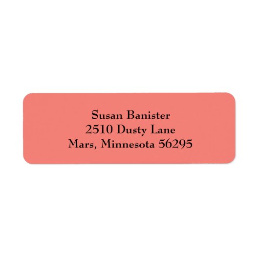 コーラルピンクシンプル色差出人住所ラベル ラベル (正面)